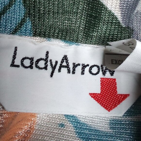 Vintage Lady Arrow Floral Polyester Disco Shirt - Picture 4 of 6